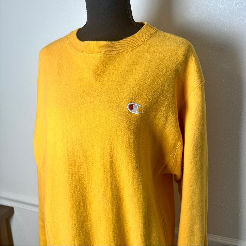 Champion Yellow Women's Crewneck Sweatshirt with Small Logo - Picture 2 of 7